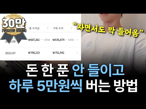 "그냥 공개합니다" 자면서 돈 들어오는 자동화부업! (하루5만원)